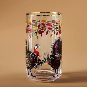 Anthropologie Set of 2 Inslee Fariss Autumn’s Bounty Glass Turkey
